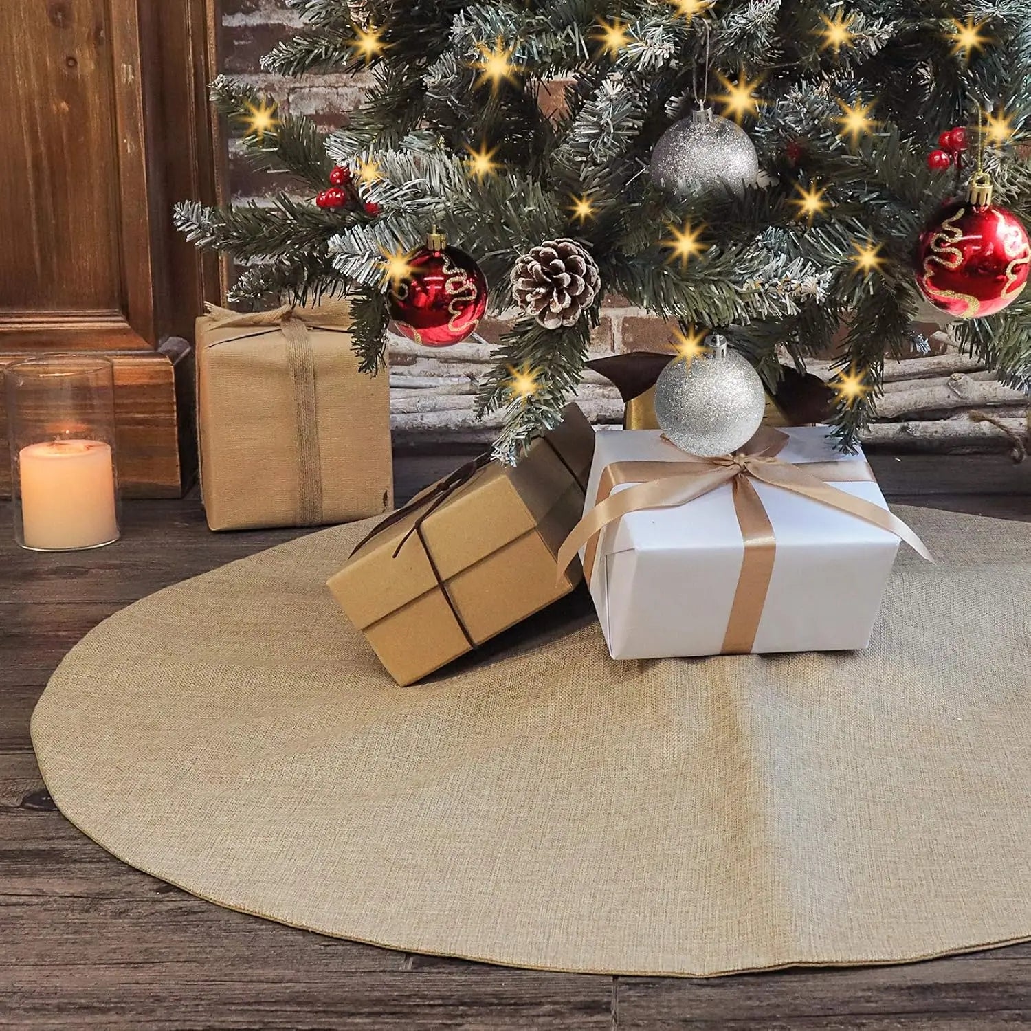 Harbor Ruffle-Edge Burlap Christmas Tree Skirt