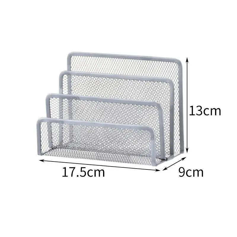 Metal Mesh Mail Organizer – 3-Slot Letter Holder (Set of 2)