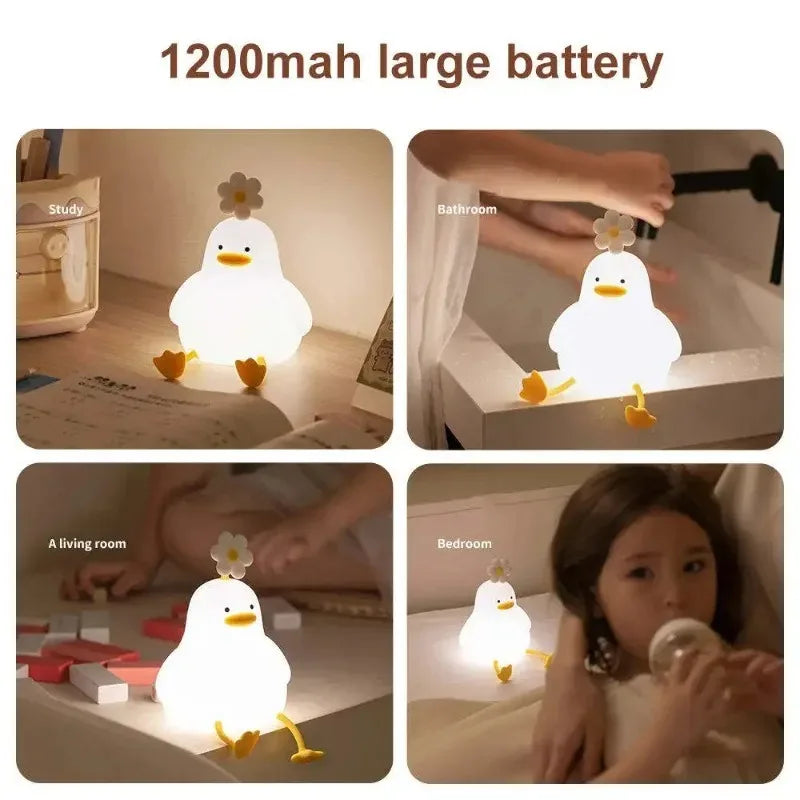 Daisy Duck Silicone Night Light – USB Rechargeable Touch Lamp