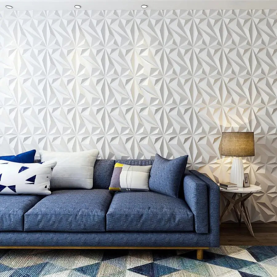 3D Textured PVC Wall Panels – 12 or 20 Square Tiles for Modern Accent Walls, Living Room & Bedroom