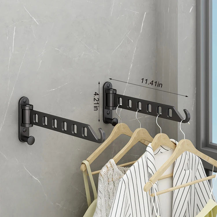 Wall-Mounted Foldable Clothes Drying Rack with 6 Holes for Laundry Room or Closet – Aluminum, Swing Arm, Black, White, or Grey