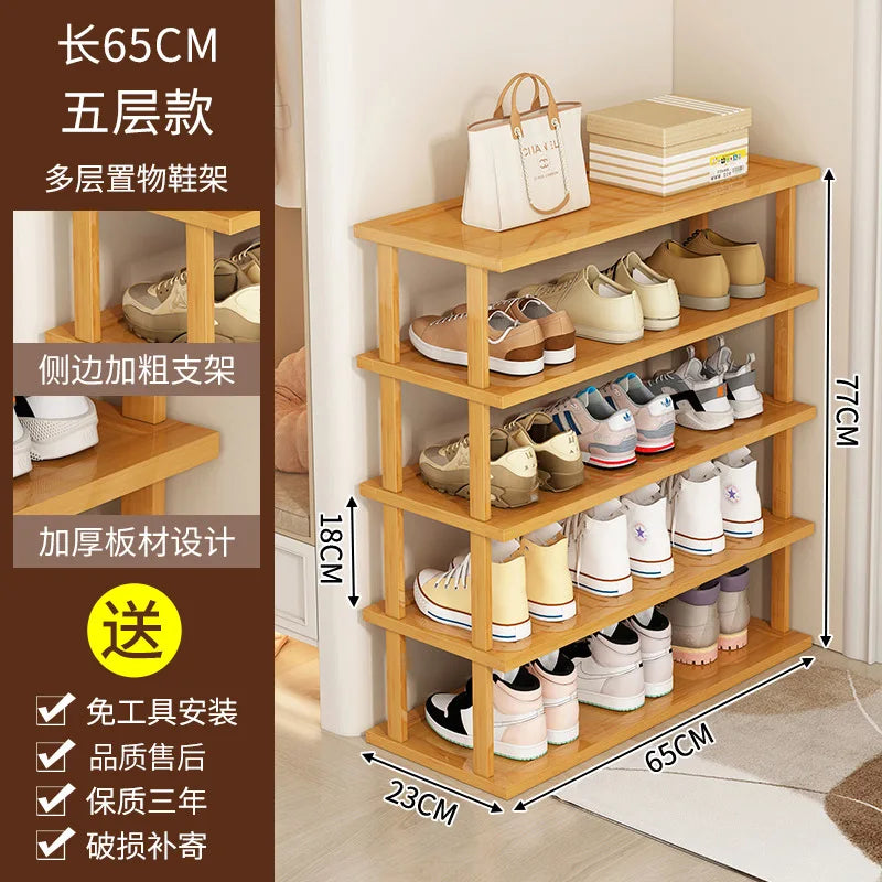 Slim Bamboo Shoe Rack for Entryway, Closet, or Small Space Organization