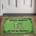 Cartoon frog doormat with anti-slip backing placed at a front door