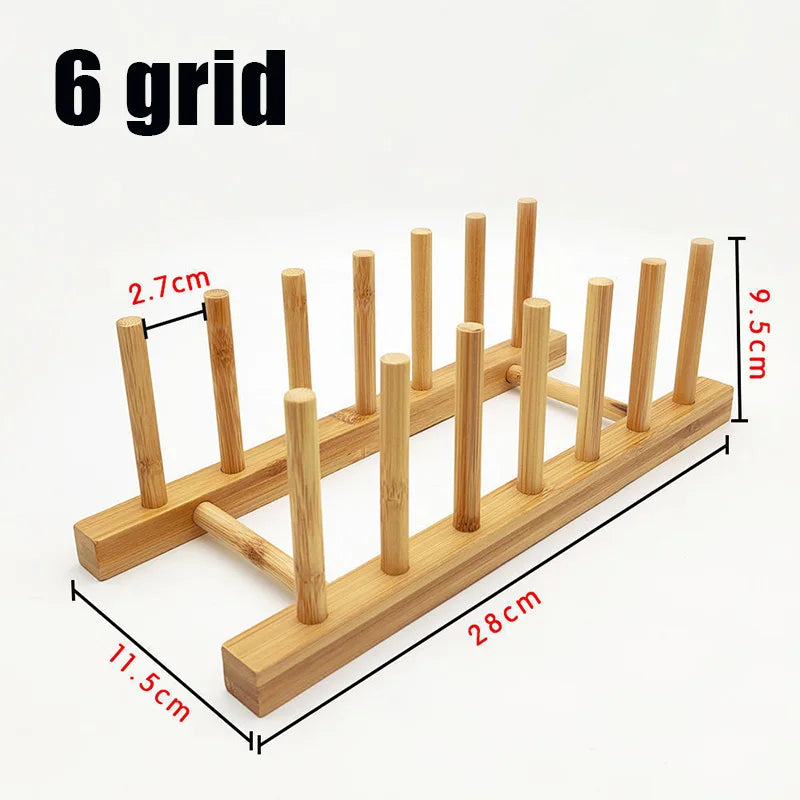 Wooden Plate and Dish Drying Rack for Kitchen Countertop