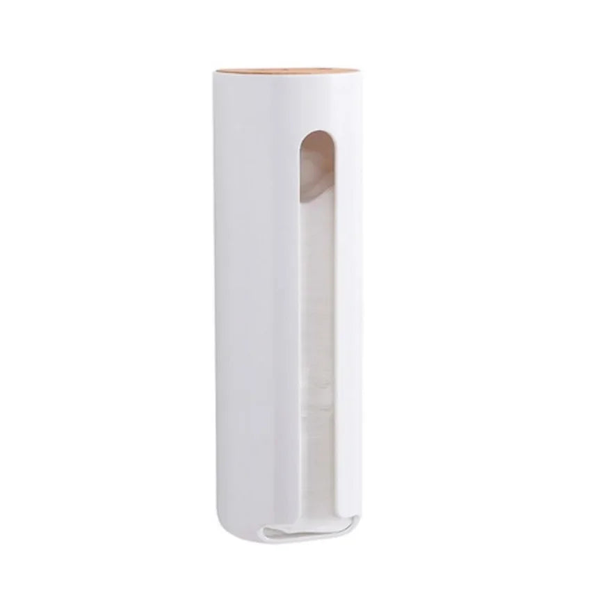 Wall-Mounted Cotton Pad Holder with Wood Top for Bathroom or Vanity