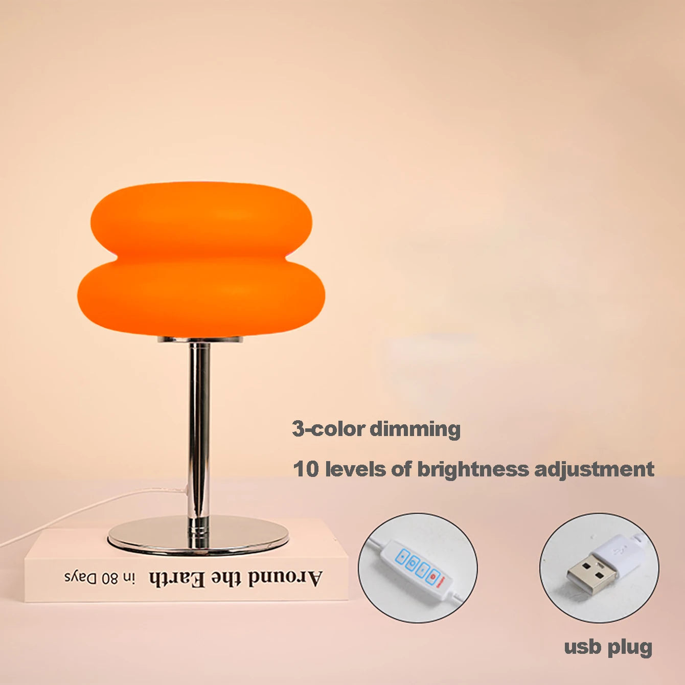 Cloud-Like Bedside Table Lamp with USB and Adjustable Light