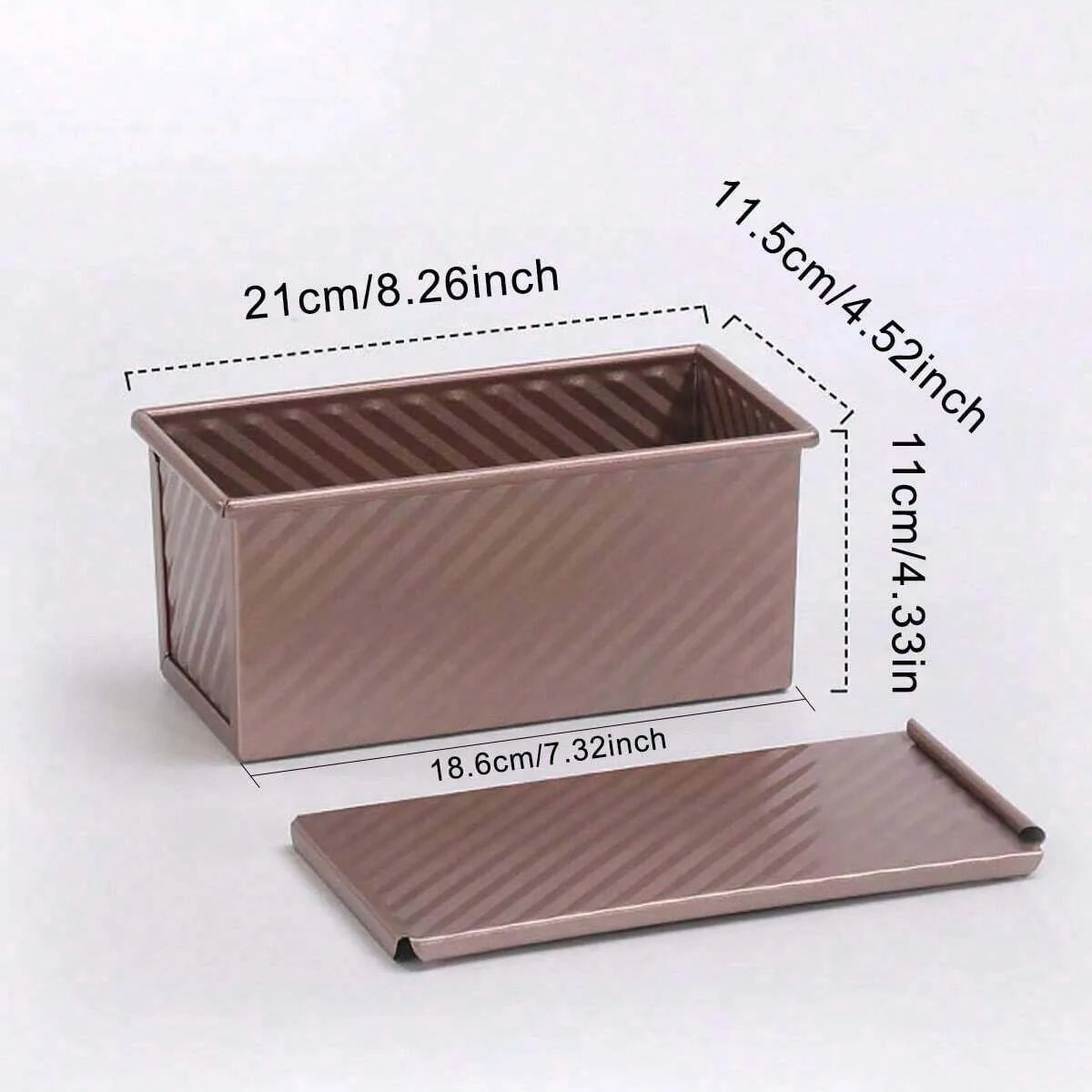 Rectangular Carbon Steel Large Bread Box with Lid for Homemade Loaf & Toast Baking – Golden Non-Stick Pan