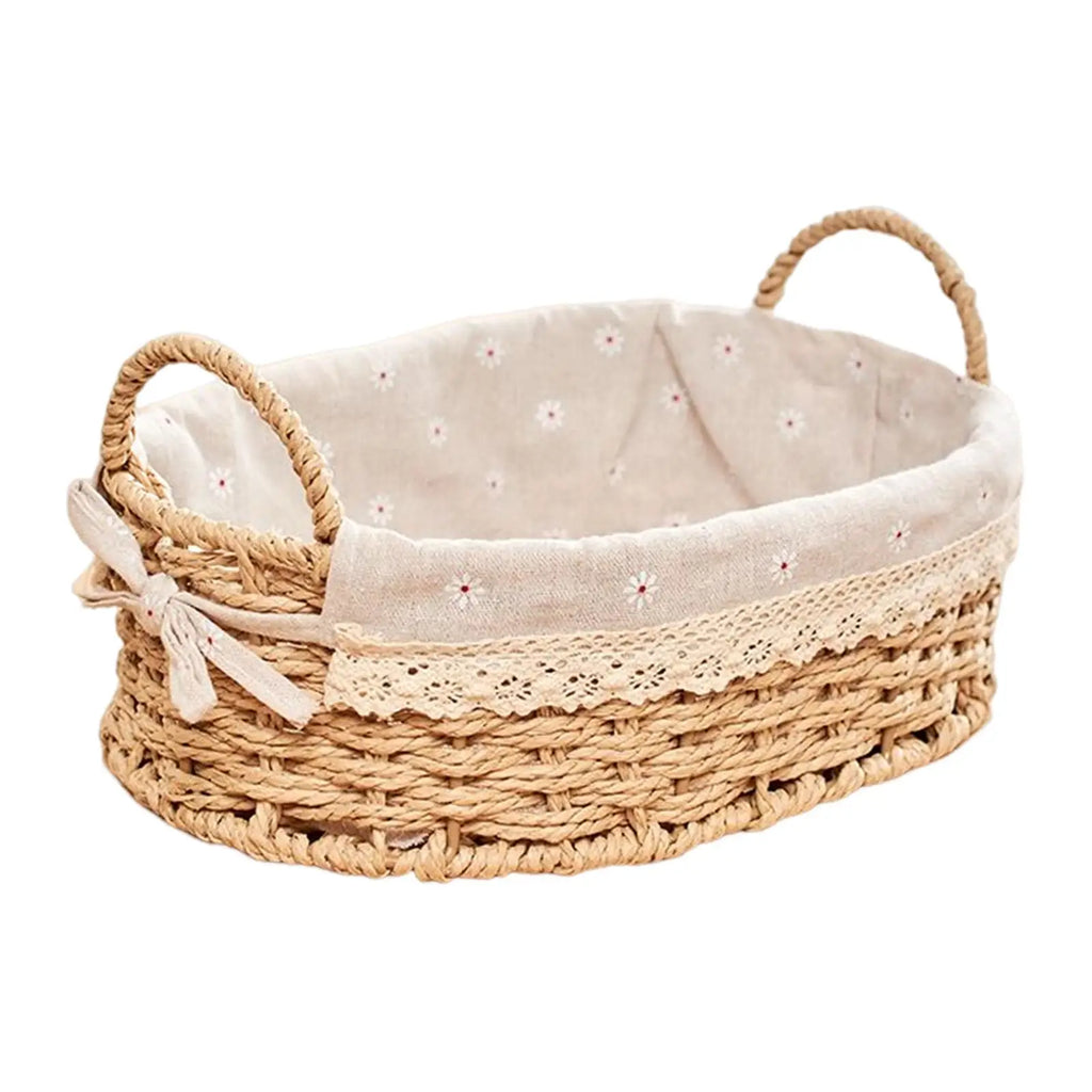 Handwoven Woven Storage Basket with Removable Liner & Handles