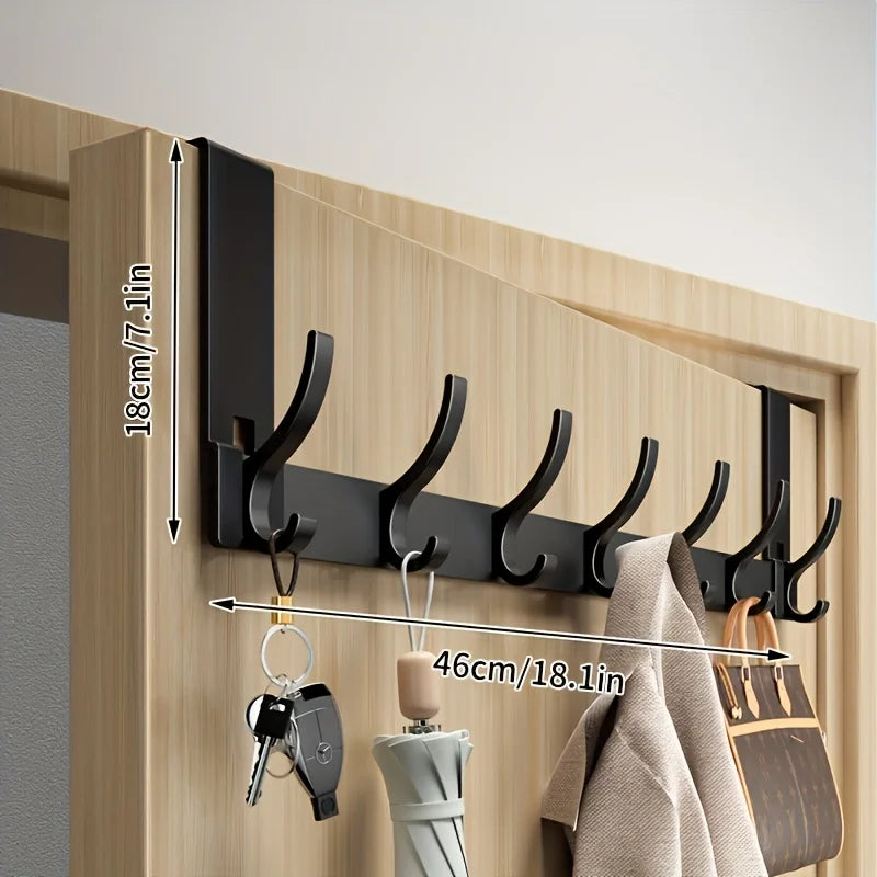 Metal Over-the-Door Hook Rack for Coats, Bags & Towels