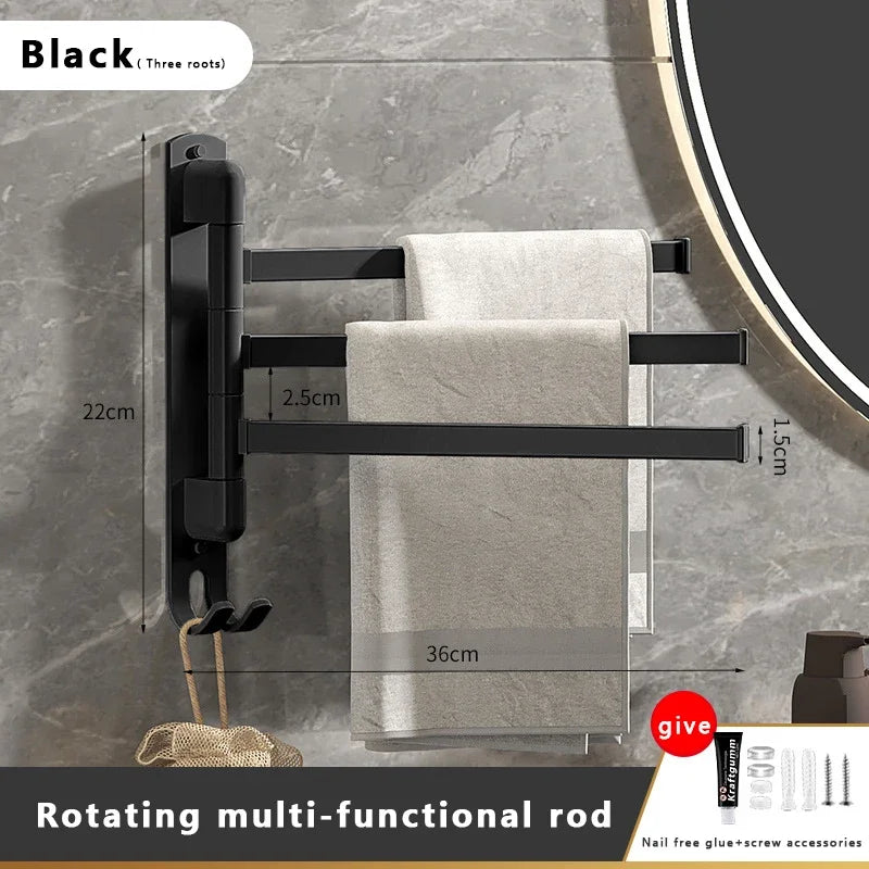 Rotating Stainless Steel Wall-Mounted Towel Rack for Bathroom or Kitchen