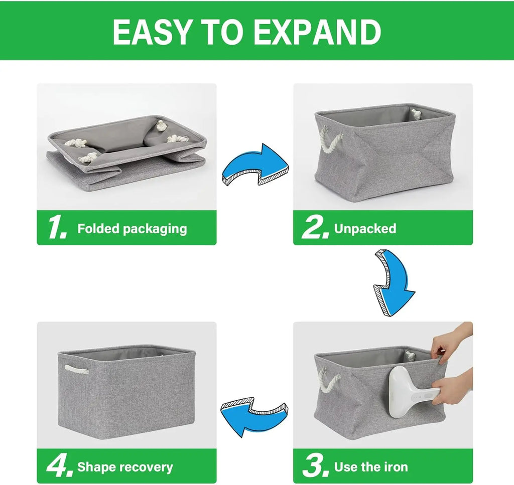 Collapsible Fabric Storage Cubes with Rope Handles