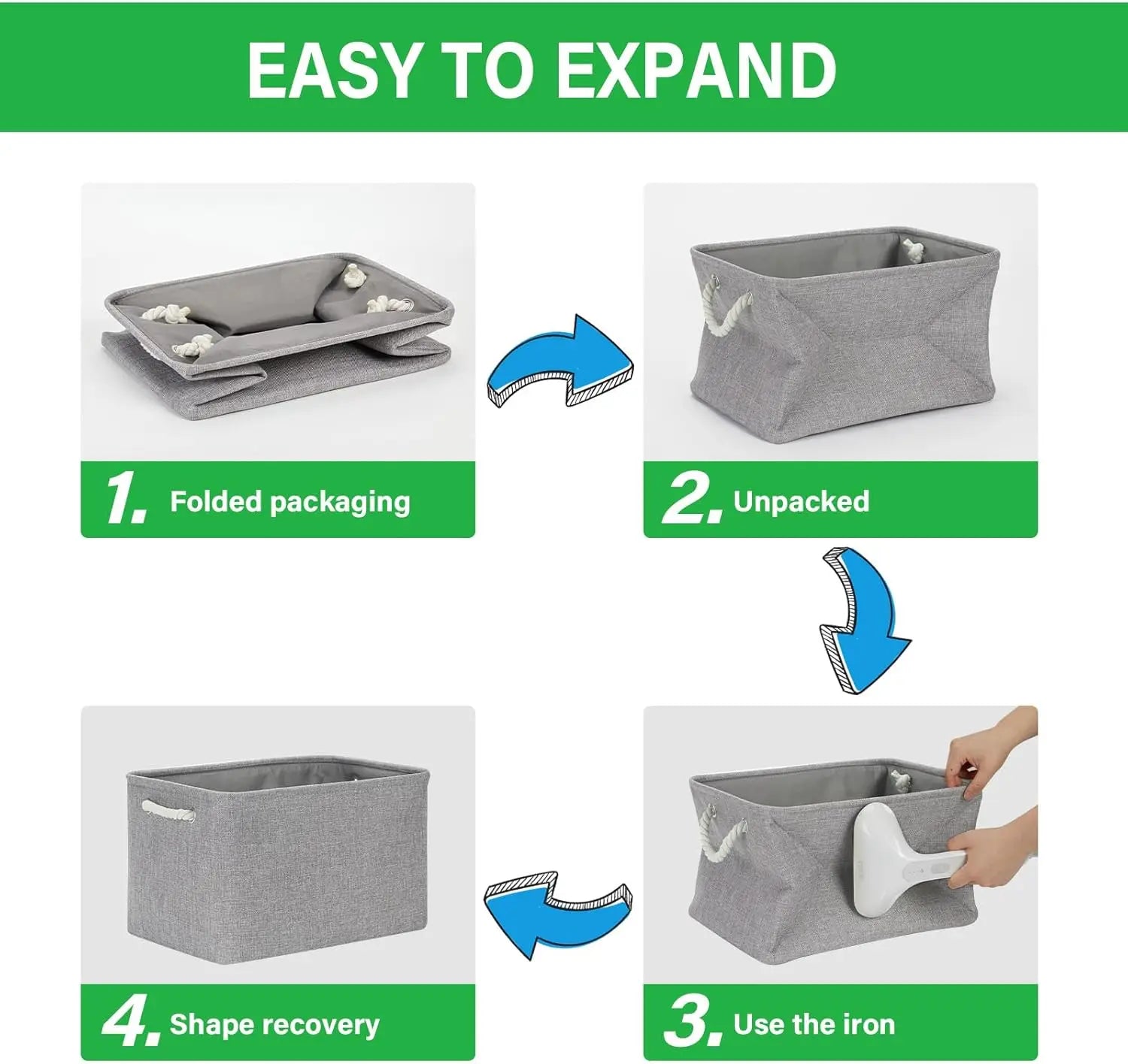 Collapsible Fabric Storage Cubes with Rope Handles