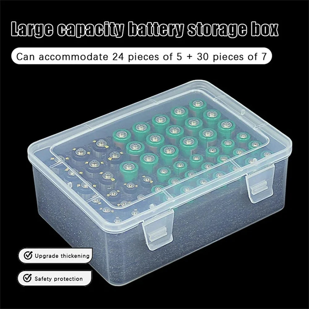54-Slot Battery Organizer Box for AA AAA Home Drawer Storage