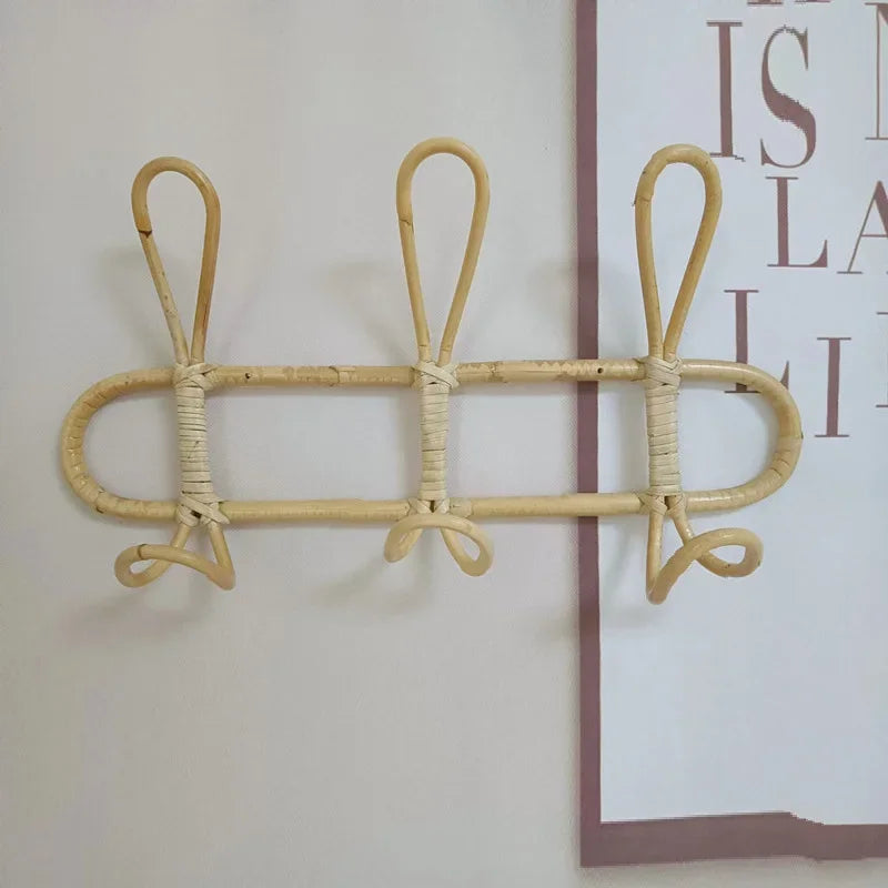 Willow Rattan Wall Hooks for Kids Room Organization