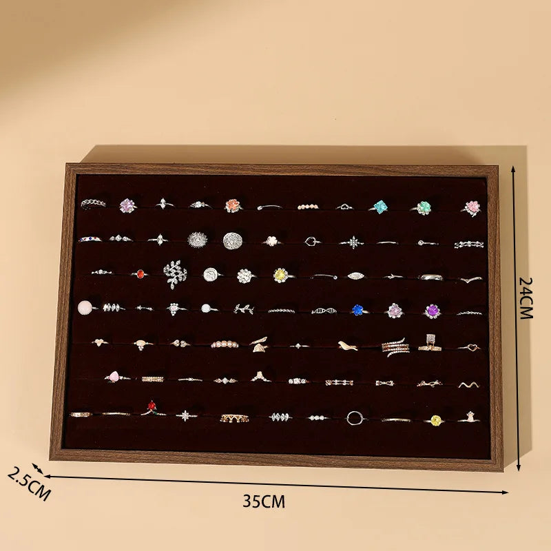 Wooden Jewelry Display Tray for Rings, Necklaces, Bracelets & Earrings