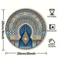 Casbah Blue & Gold Moroccan Metal Wall Art – 8" Round