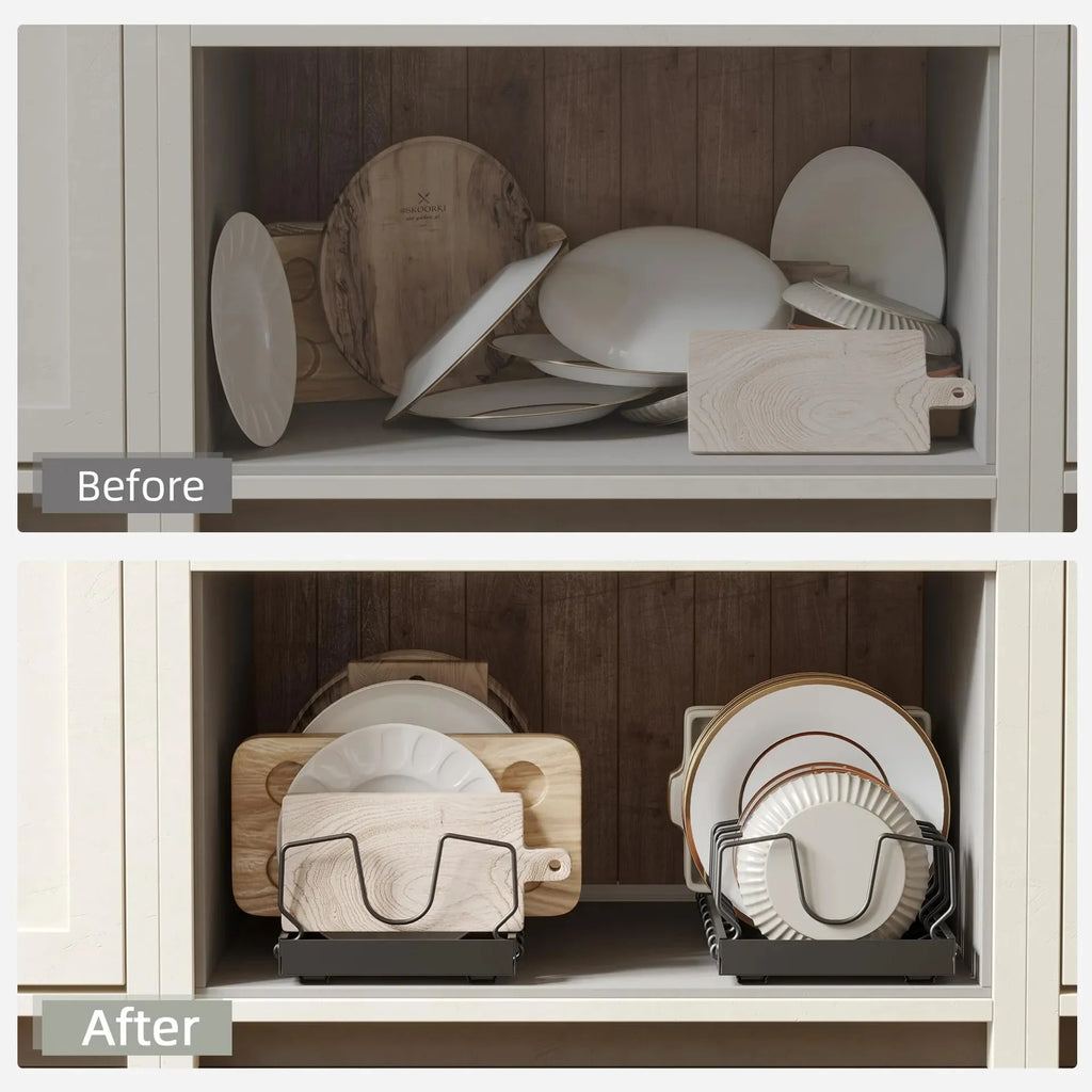 Pull-Out Adjustable Kitchen Drawer Organizer for Pots, Lids & Pans