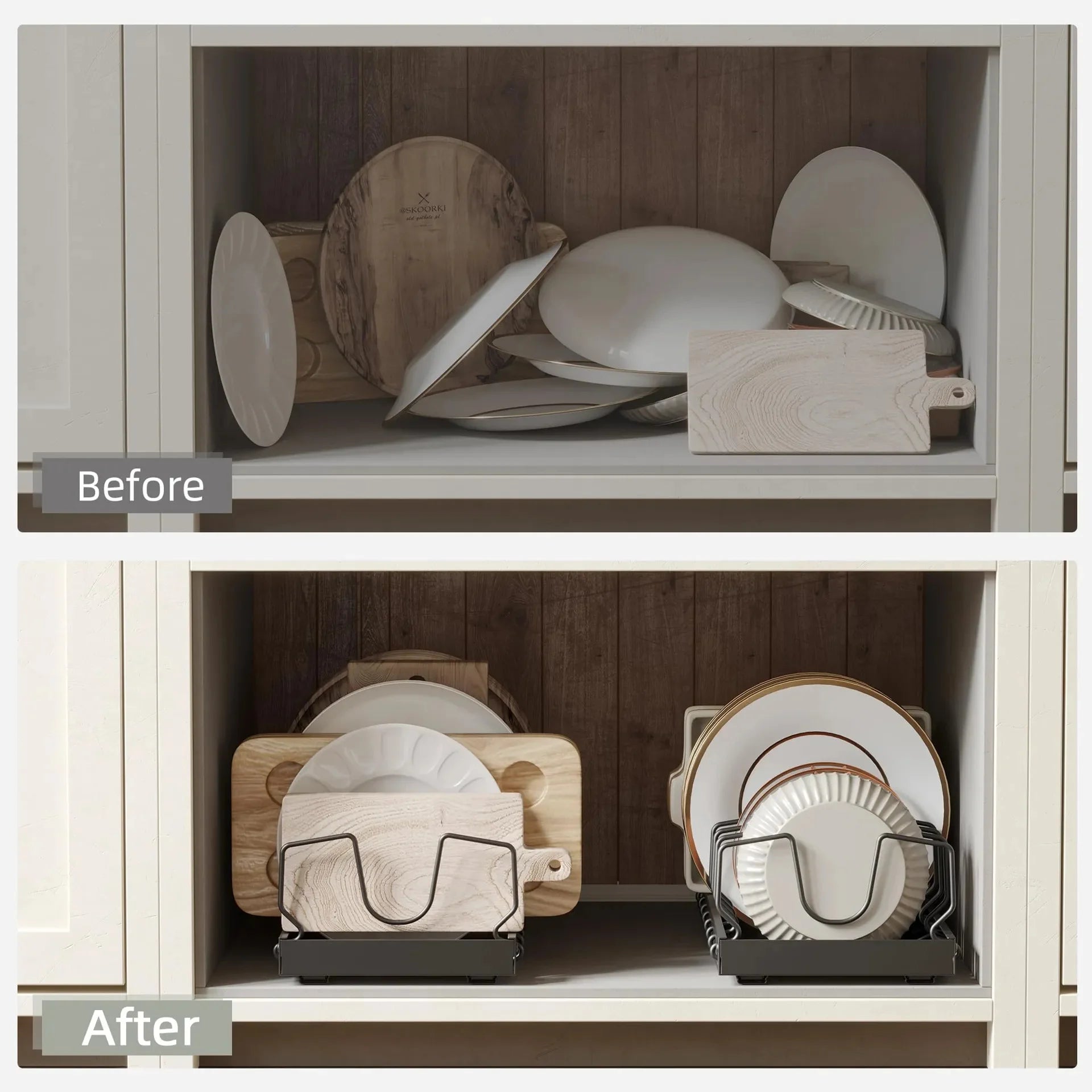 Pull-Out Adjustable Kitchen Drawer Organizer for Pots, Lids & Pans