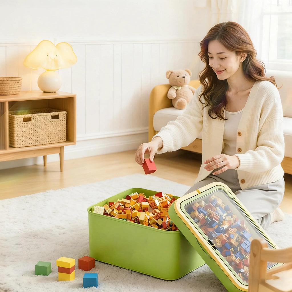 Stackable Multi-Layer Storage Box with Handle for Toys & Home Organization