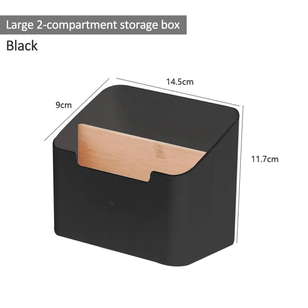 Wood & White Remote Control Organizer Box for Living Room or Bedroom