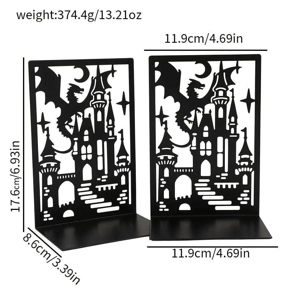 Orla Decorative Matte Black Metal Bookends for Living Room or Home Office Shelves