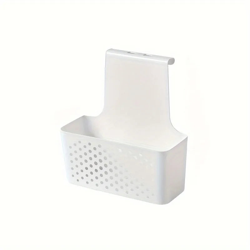 Over-Cabinet White Plastic Storage Basket Organizer for Kitchen & Bathroom Doors