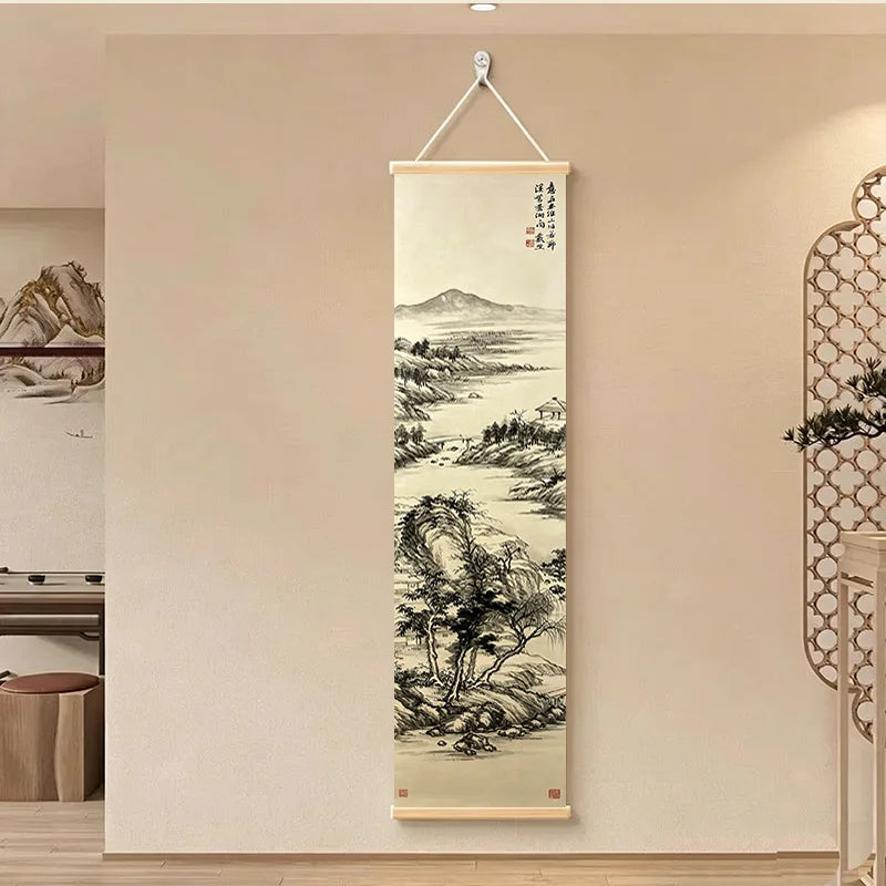 Sora Wabi Sabi Scroll Wall Art, Framed Japanese Ink Hanging Poster