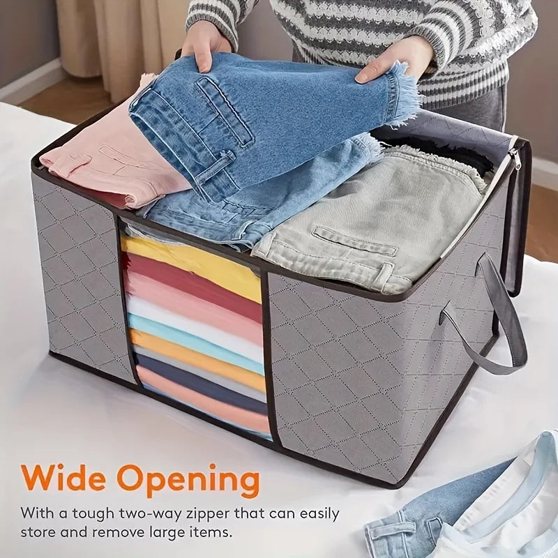 6-Pack Extra Large Gray Foldable Storage Bags for Closet & Seasonal Wardrobe Organization