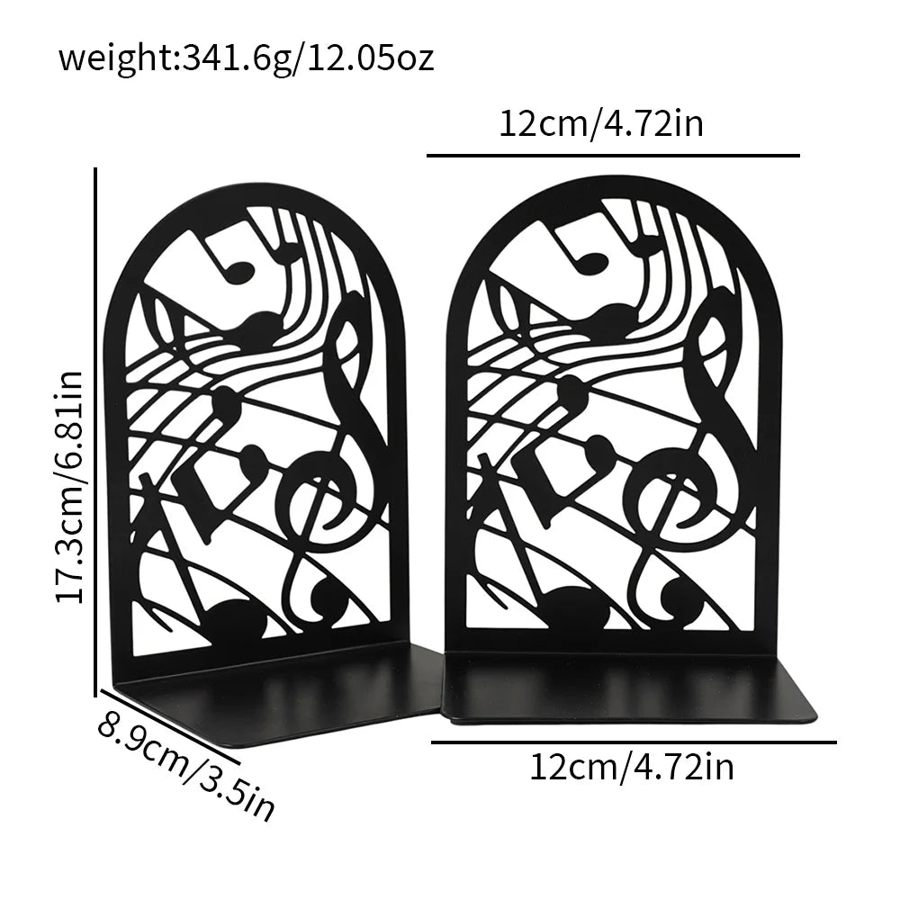 Orla Decorative Matte Black Metal Bookends for Living Room or Home Office Shelves