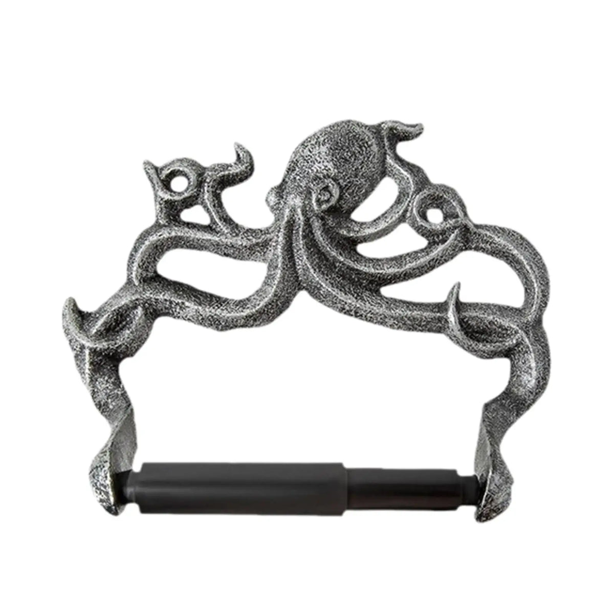 Front view of octopus iron toilet paper holder for bathroom wall