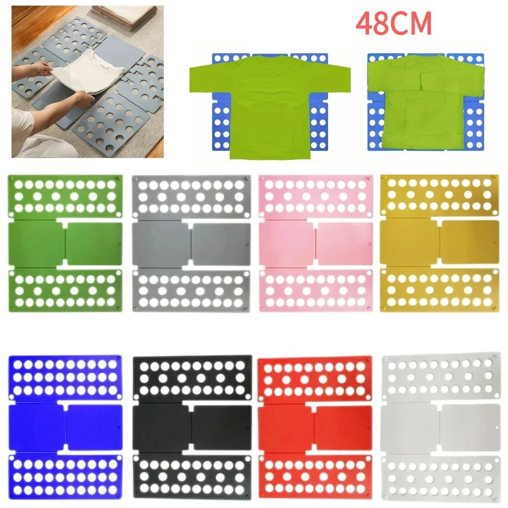 Color and size options of plastic clothes folding boards shown side by side