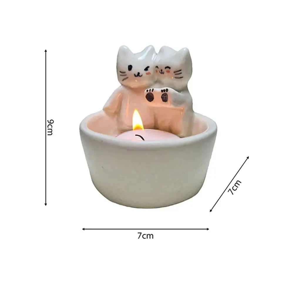 Willow Cat Tealight Candle Holder – Polyresin Figurine