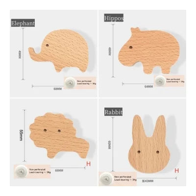 Wildwood Animal Wall Hooks – Solid Wood Kids' Room Organizer