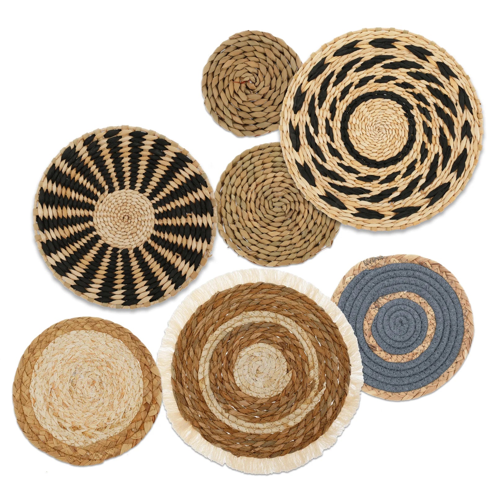 Arden Handwoven Rattan Wall Basket Set – 7-Piece Boho Wall Art