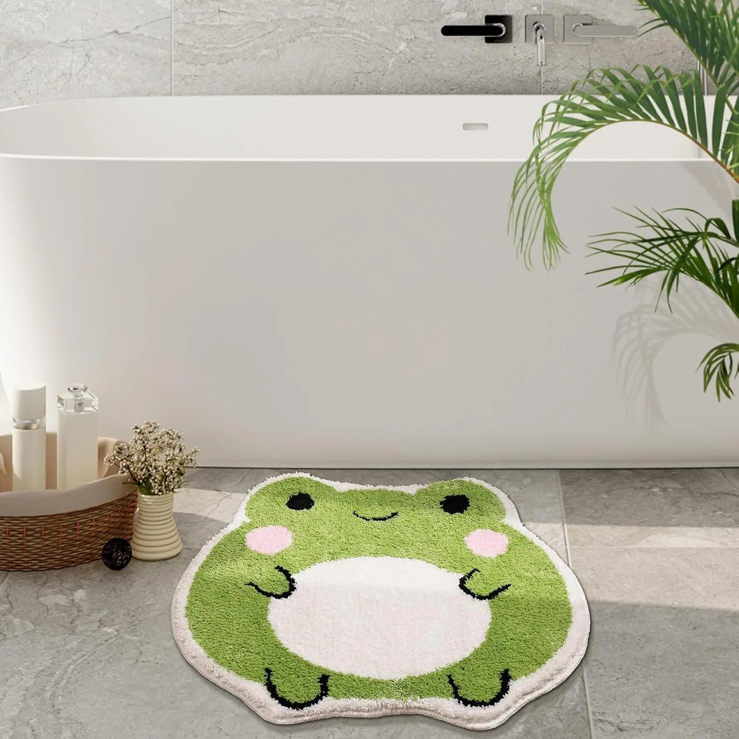 Frog Shaped Non-Slip Bath Mat – Soft Absorbent Bathroom Rug