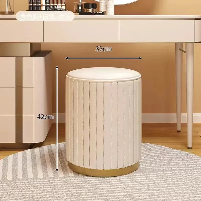 Round Storage Ottoman Stool for Bedroom or Dressing Table