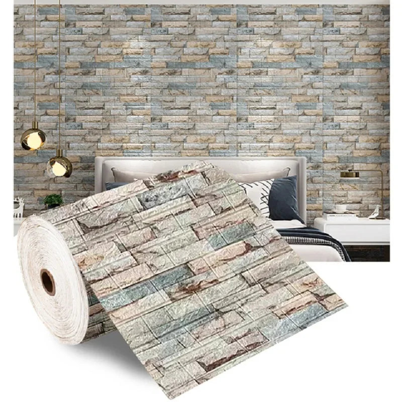 3D Foam Brick Wall Panels – Peel-and-Stick Accent Wallpaper for Living Room, Bedroom, or TV Area