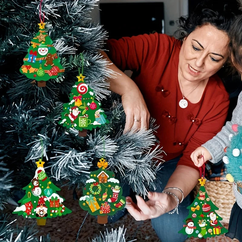 DIY Christmas Tree Ornament Sticker Kit – Set of 24 Paperboard Decorations for Holiday Crafts, Classroom, and Home