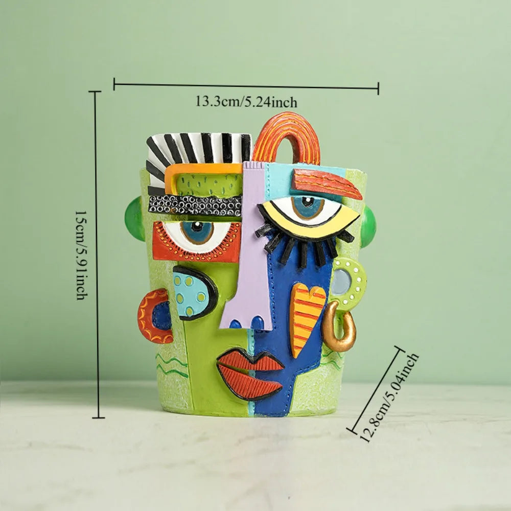 Geneva Abstract Face Resin Planter Pot for Indoor & Outdoor Decor