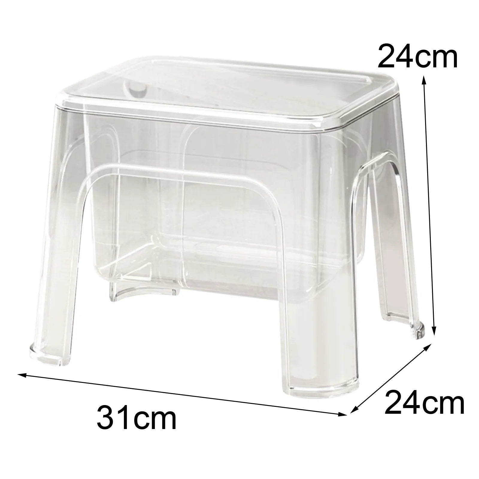 Clear Storage Step Stool with Lid for Laundry, Entryway, or Bathroom