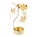 Spinning Metal Tealight Candle Holder with Rotating Charms for Cozy Home Decor & Festive Table Setting
