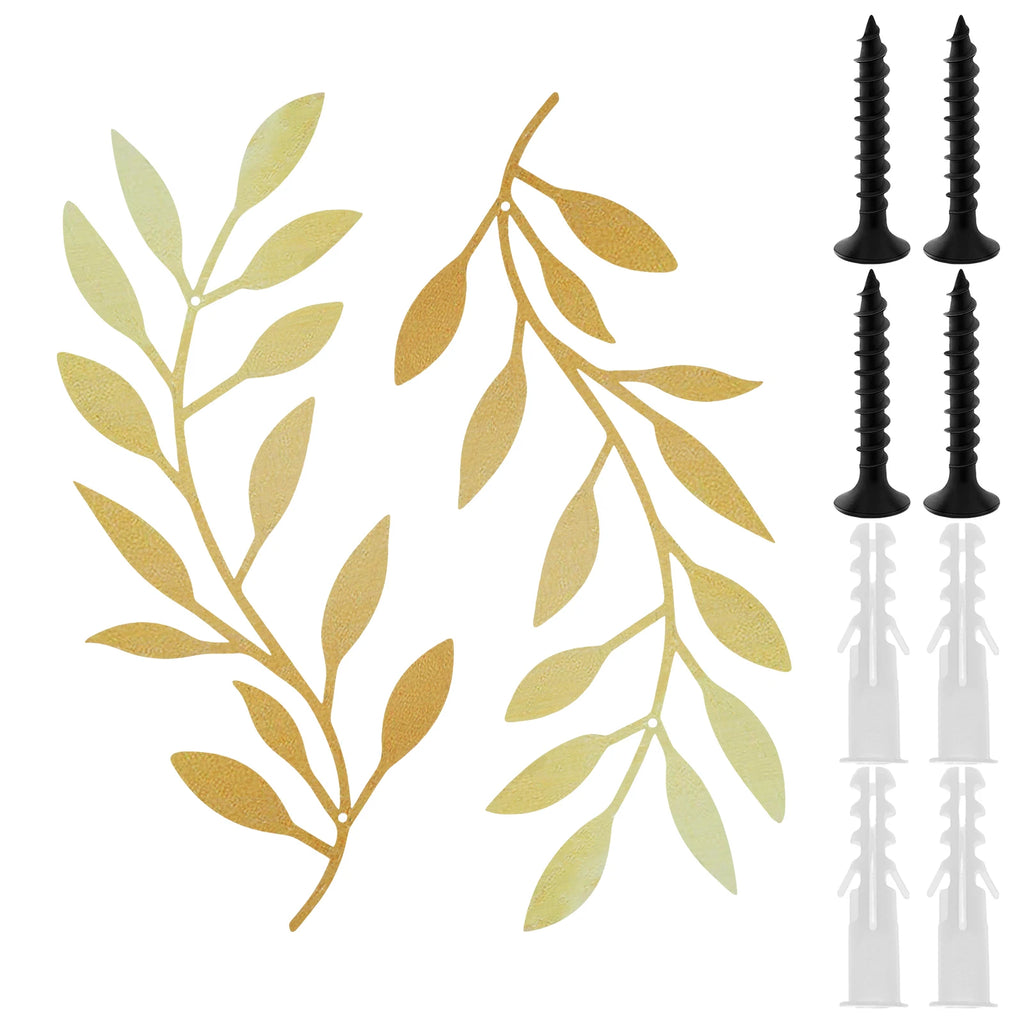 Olive Branch Metal Wall Art, Set of 2 – Leafy Decor for Living Room or Bedroom