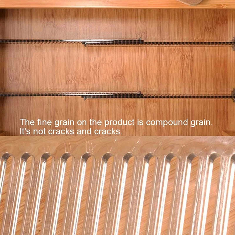 Close-up of drawer divider showing compound grain texture and clarifying it is not cracked