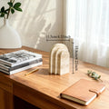 Arden Travertine Marble Bookend – Arch Decorative Book Holder