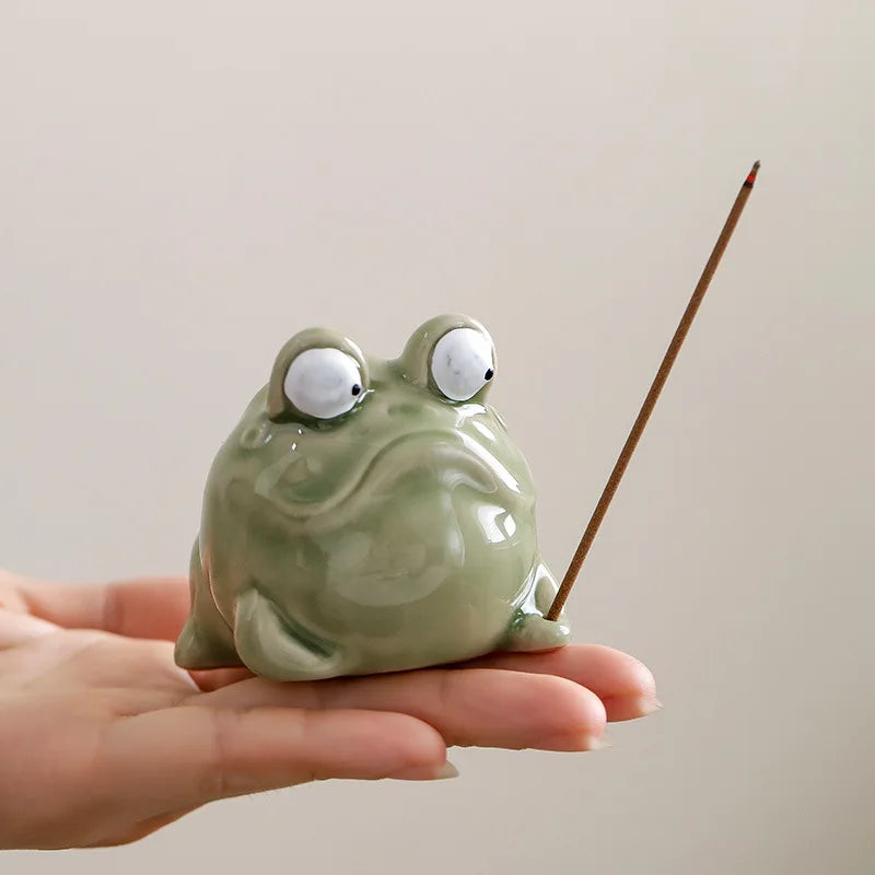 Whimsy Frog Ceramic Incense Holder for Tabletop Calm