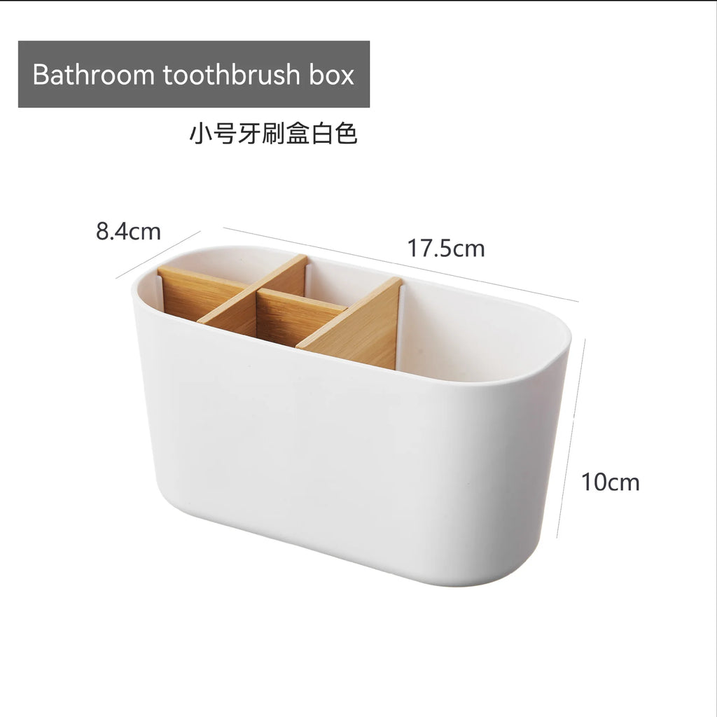 Bamboo Divider Toothbrush Holder for Organized Bathroom Counters