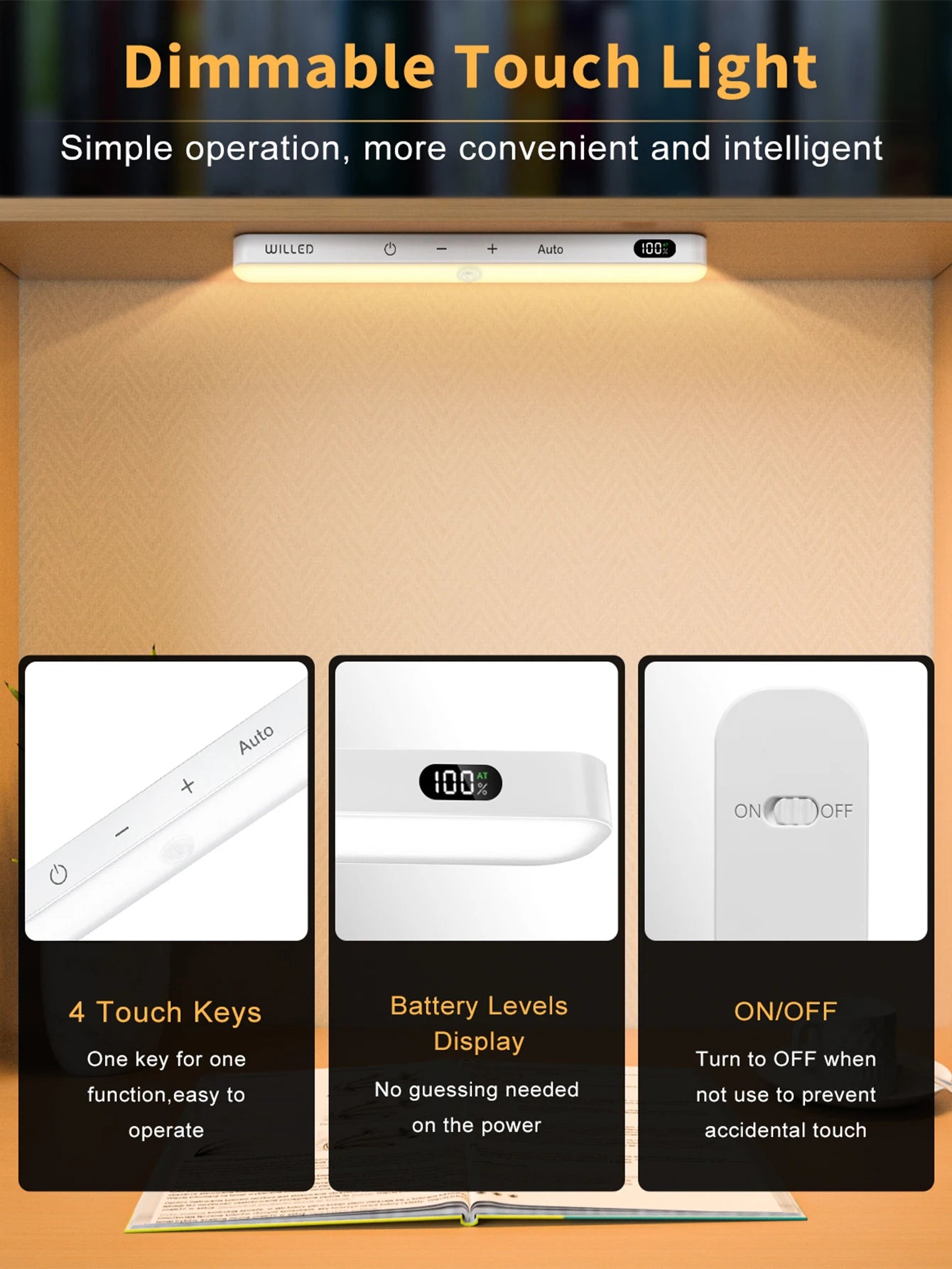 Rechargeable Motion Sensor Light Bar for Closets and Cabinets