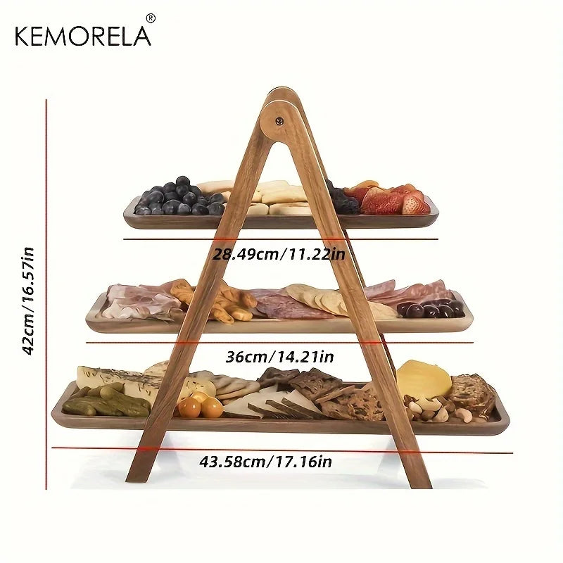 Wooden 3-Tier Serving Tray Stand for Parties & Kitchen