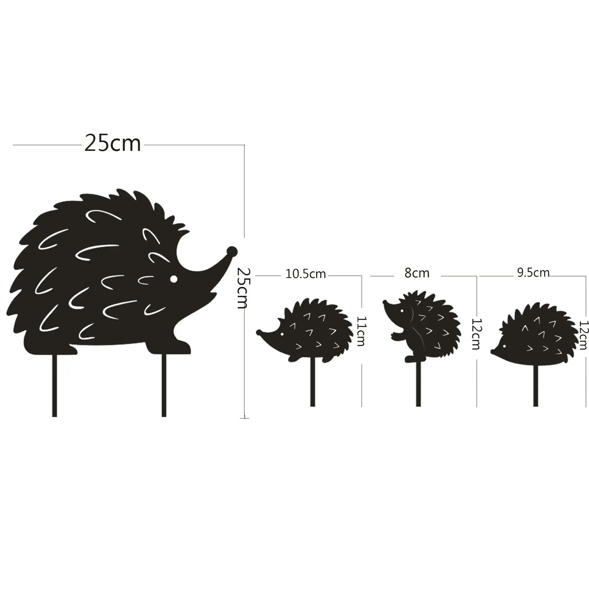 Willow Hedgehog Family Metal Garden Stakes