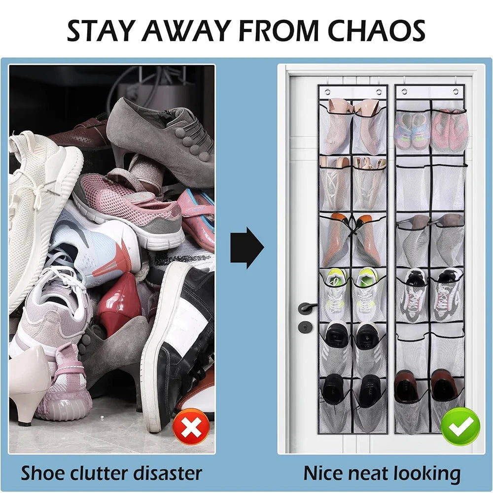 Over-the-Door Mesh Pocket Organizer – 12-Pocket Shoe & Accessory Storage